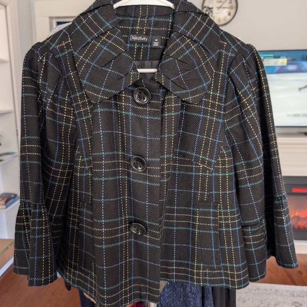 Relativity Black Plaid Blazer